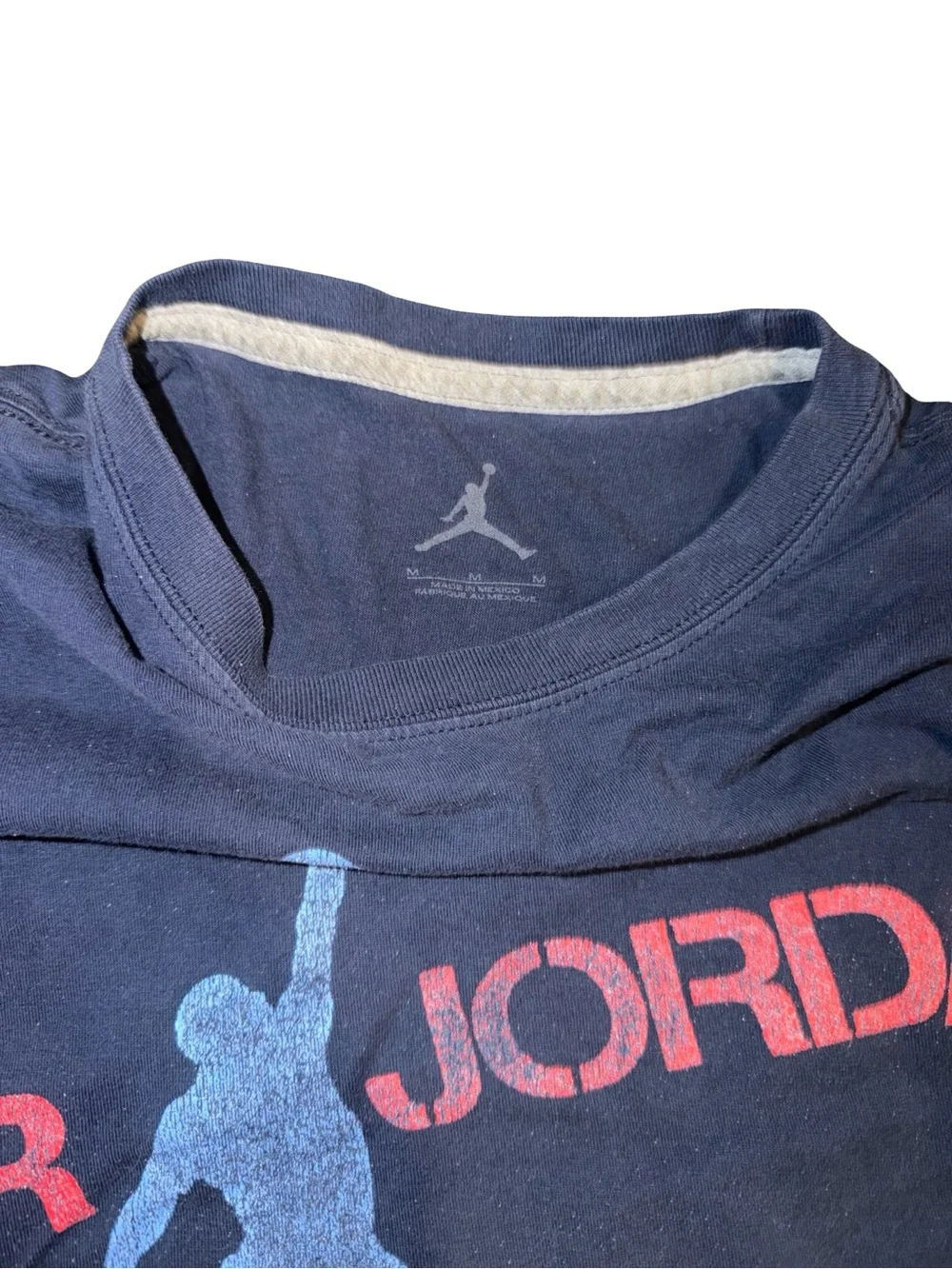Vintage Jordan Navy Tee with Red and Light Blue Jumpman
